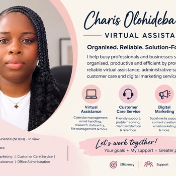 Hire Charis O. - Virtual Assistant/Customer Service Representative/Calendar &Email management 